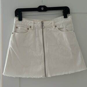 Mini White Denim Skirt